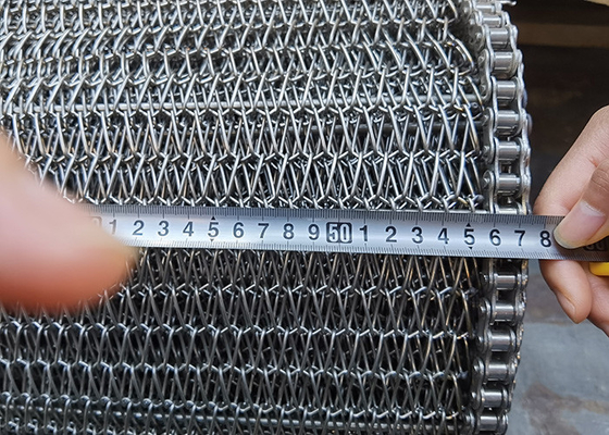 콘 칩 비스킷을 위한 상업적 체인 링크 1.5 밀리미터 Ss 쇠줄 그물 콘베아 벨트