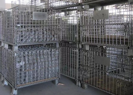 물류 저장 금속 케이지 농구 와이어 금속 저장 철 접이식 케이지 트롤 접이식 저장 케이지 와이어